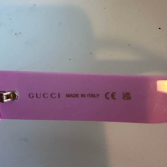 Gucci Pink Supreme rectangle-frame sunglasses